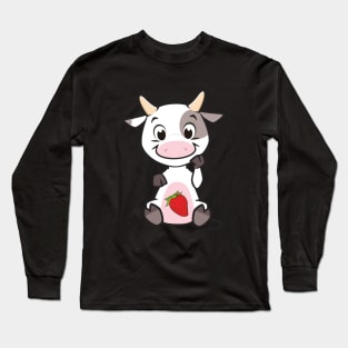 Strawberry Cow, Cute , Cartoon Long Sleeve T-Shirt